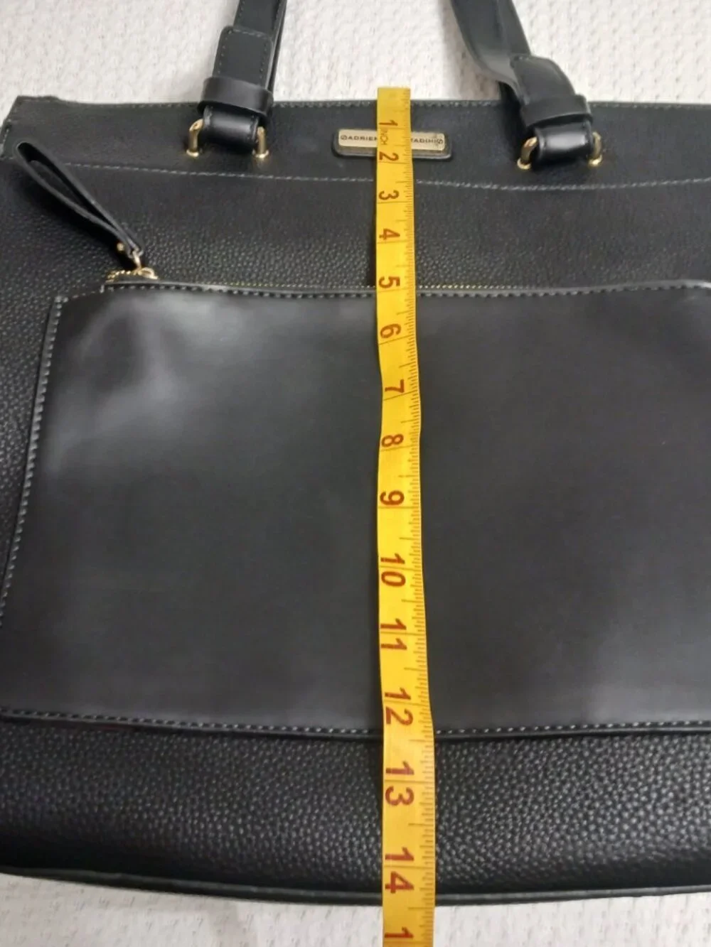 Adrienne Vittadini Large Vegan Black Workbook Laptop Tote New